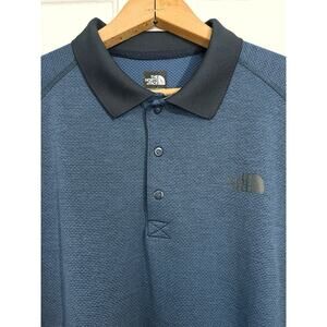 The North Face Polo Shirt Mens Large Blue FlashDry Golf Performance Short Sleeve